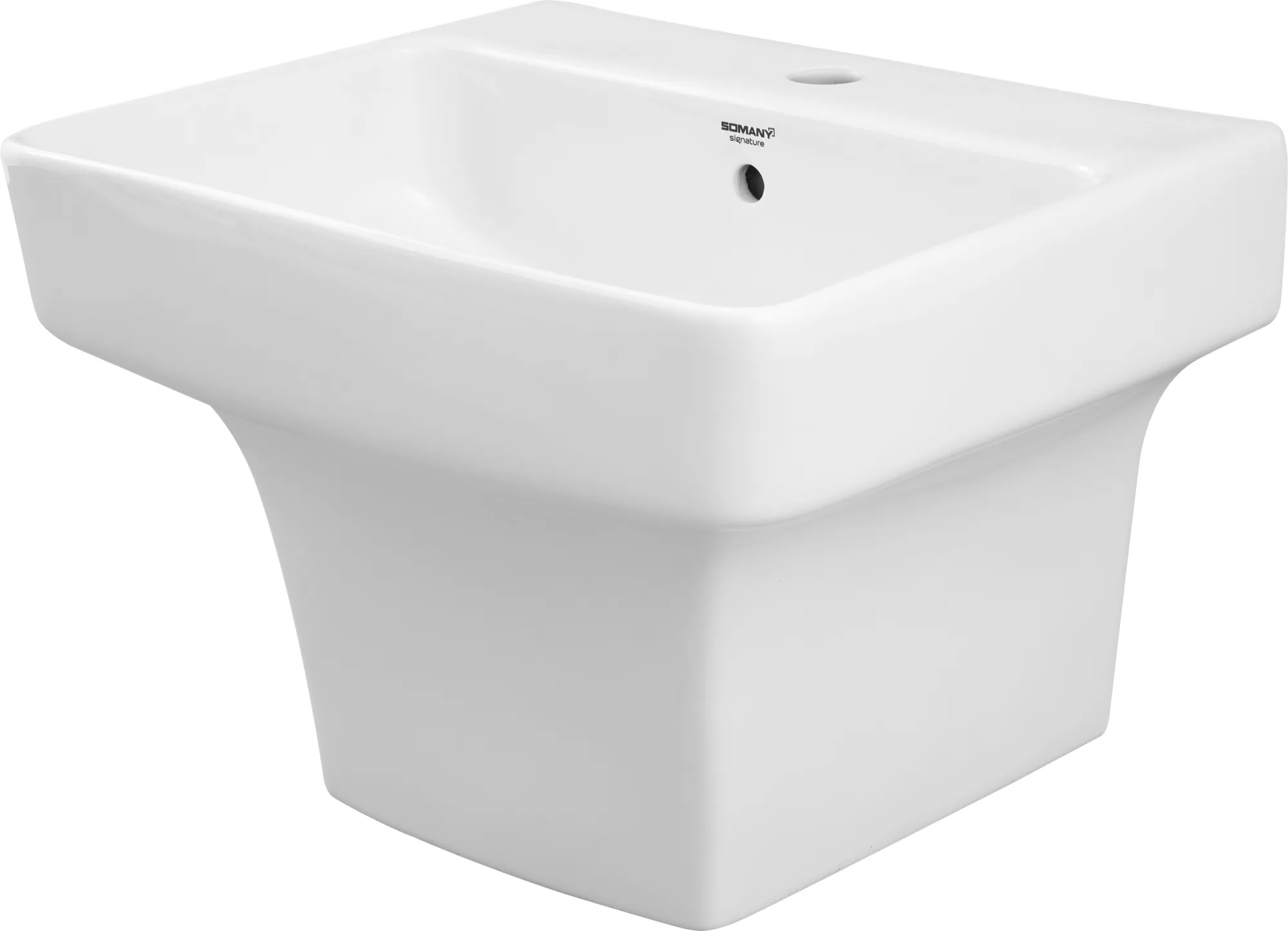 Creta One Piece Half Pedestal Basin BATHWARE for Basin Area — Somany Signature Collection collection