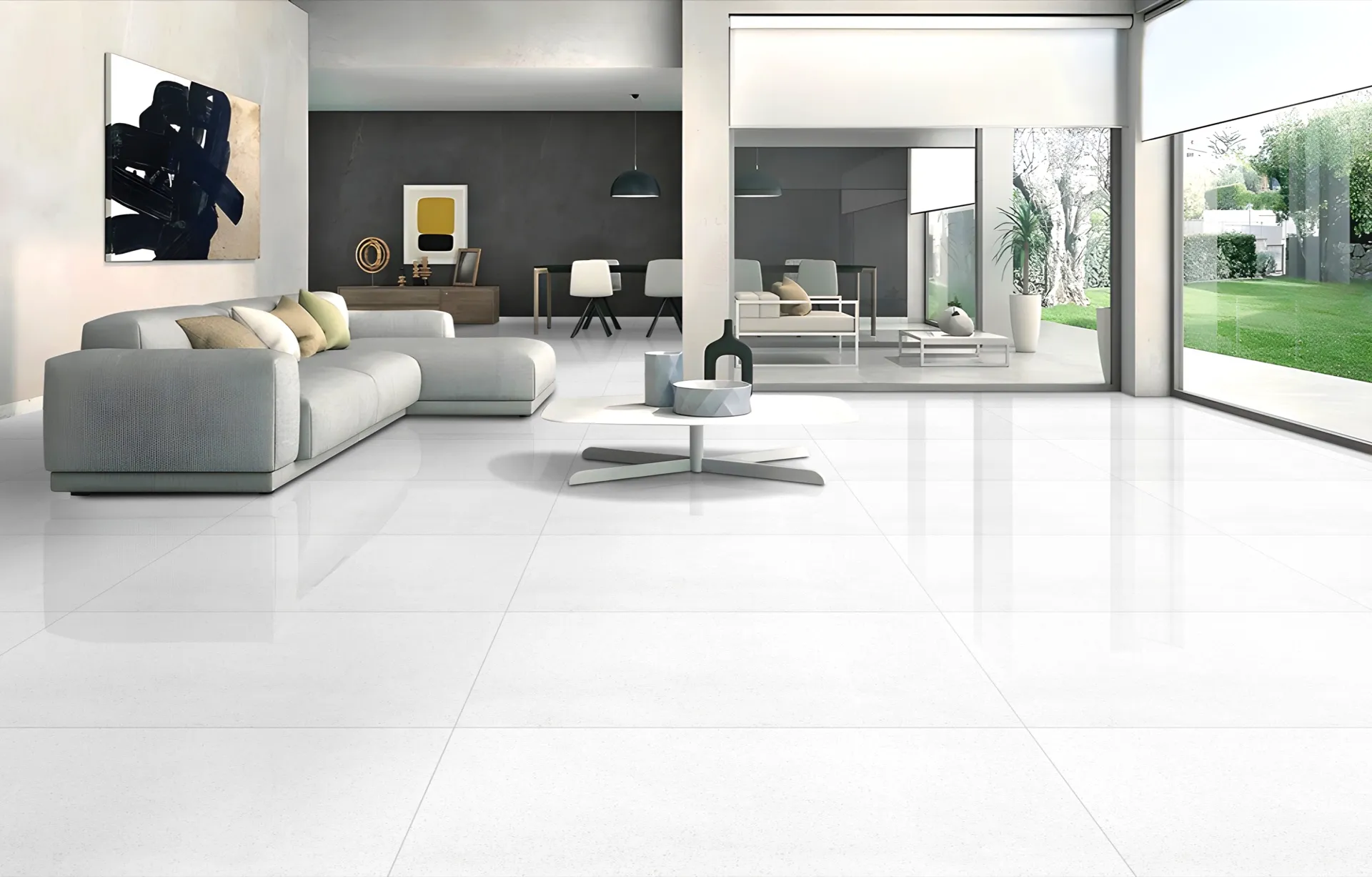 GROS STONE FREEZE WHITE POLISH PVT for Wall, Floor — Somany Tech Homogenea collection