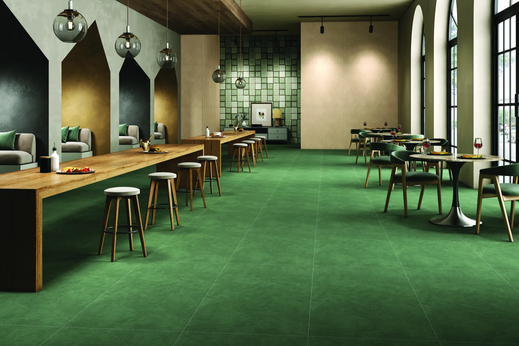 COLORATO GREEN 180 GRITSTONE MT V1 SLAB for Wall, Floor — Somany Colorato collection