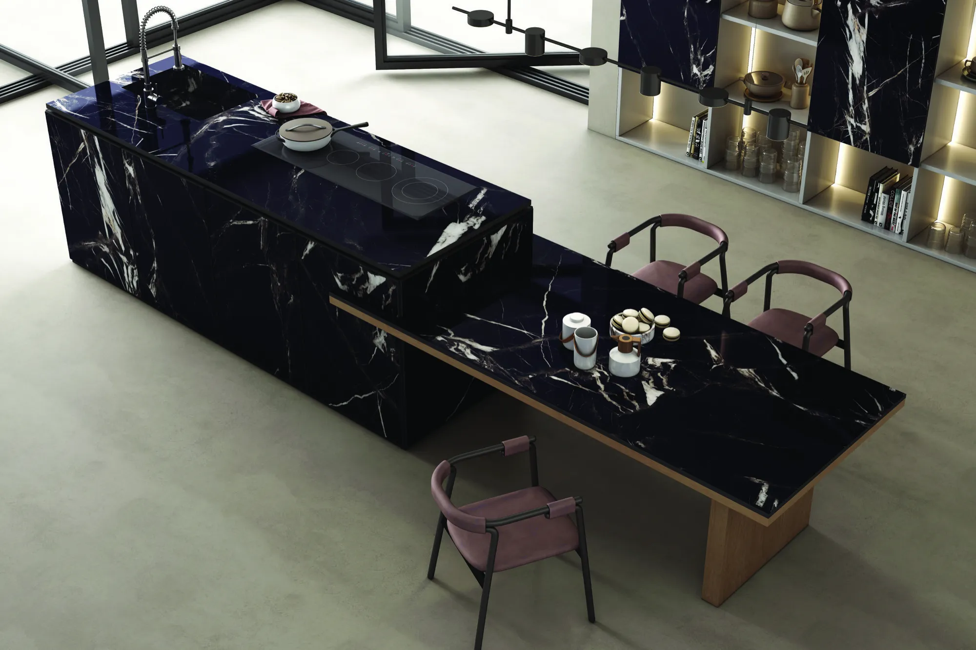 CARARA BLACK 24 V2 SLAB for Counter Top, Wall, Floor