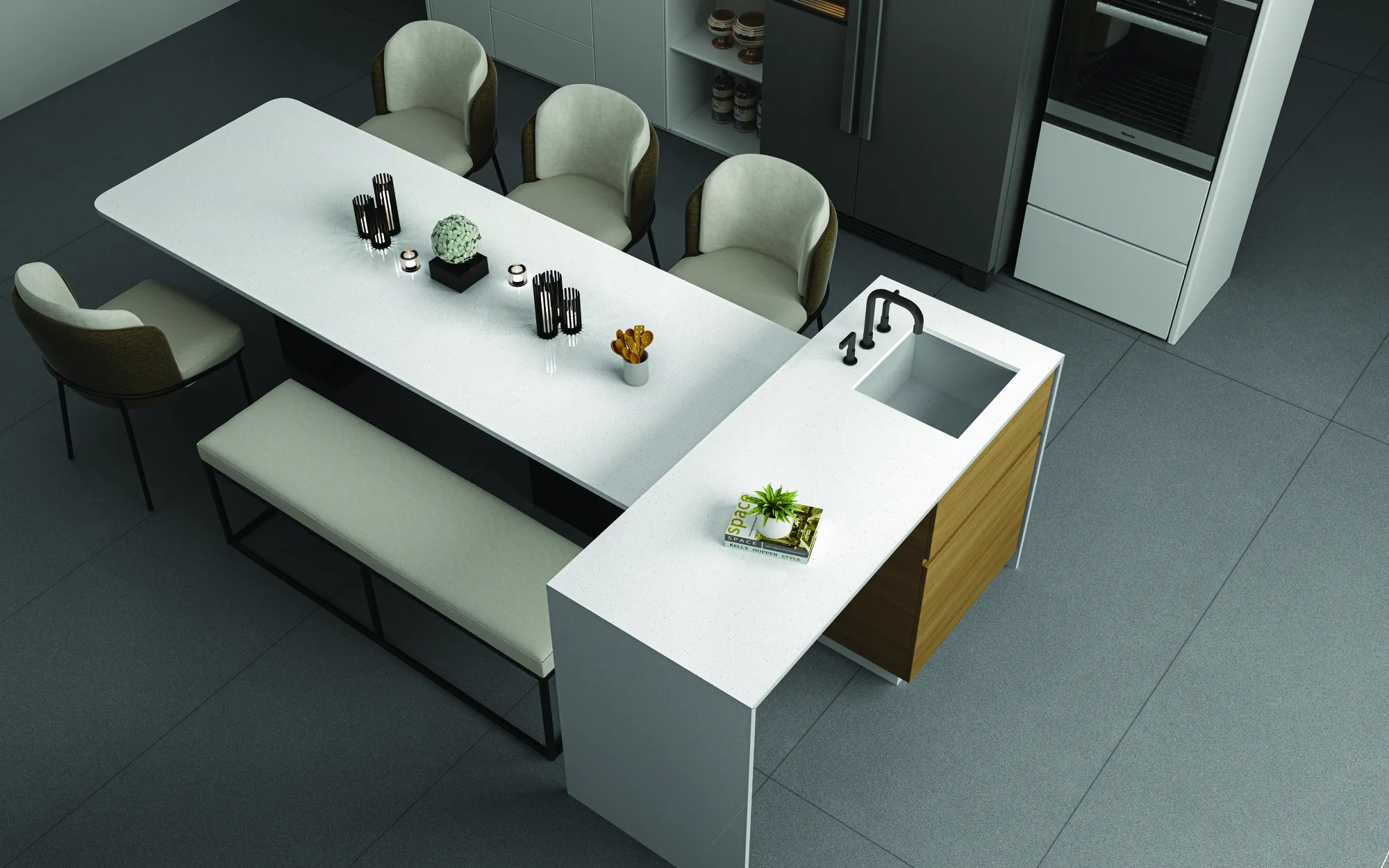 ALESIA WHITE 24 MATT SLAB for Counter Top, Wall, Floor — Somany TECHNICAL PORCELAIN collection