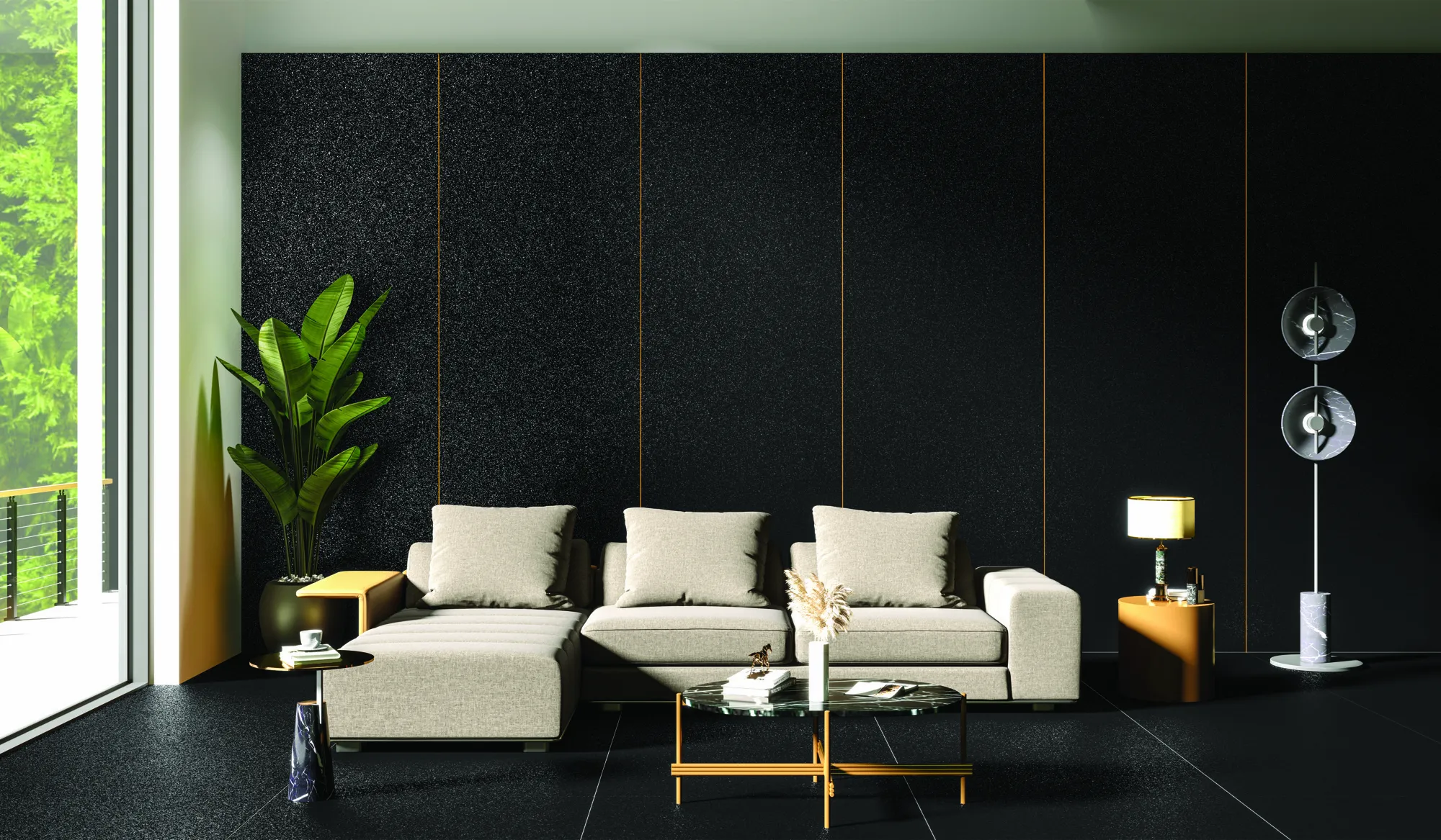 CRYSTALO BLACK 26 CARVO V1 SLAB for Counter Top, Wall, Floor