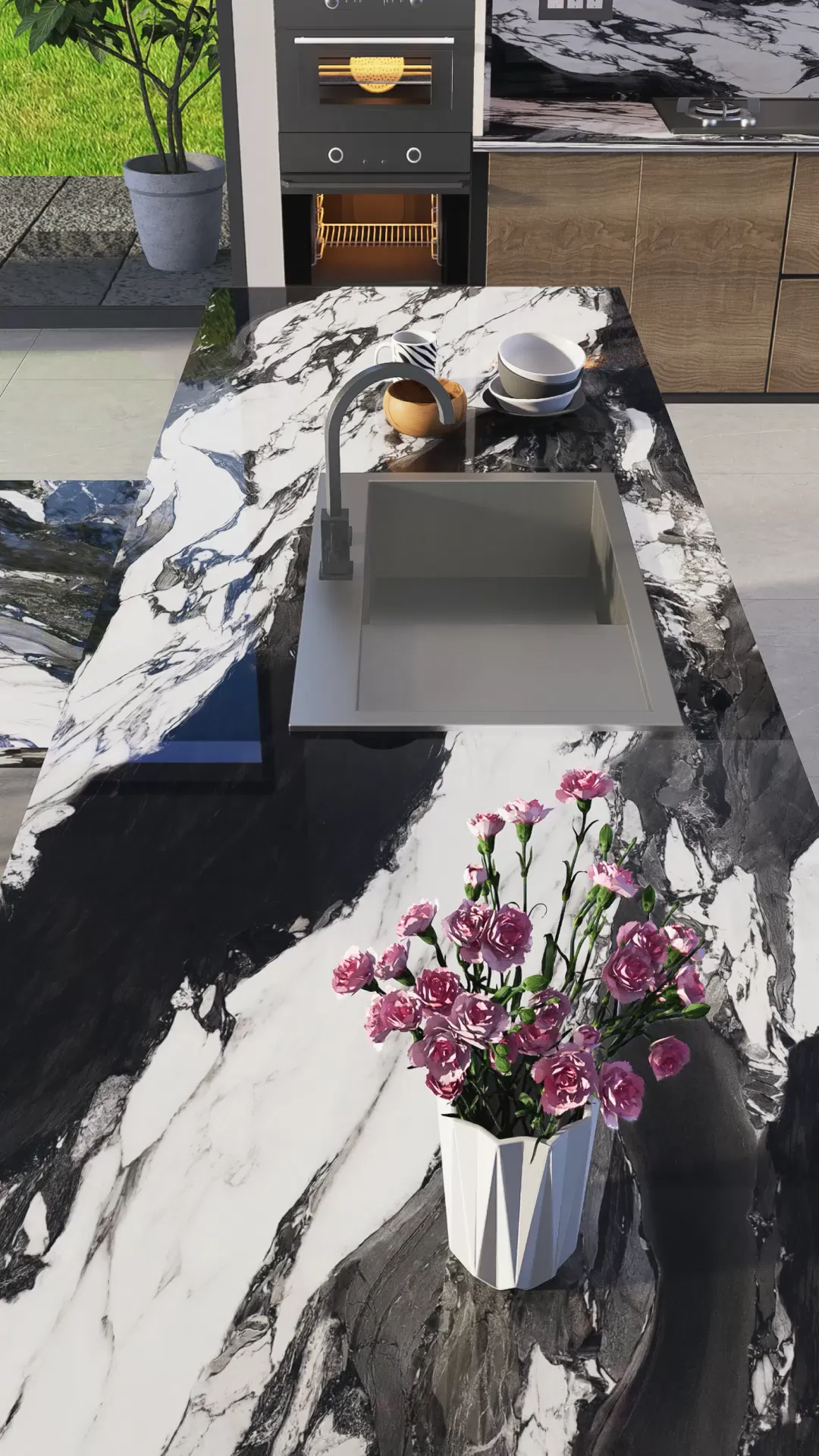 MAUNTAIN BLACK 26 V2 SLAB for Counter Top, Wall, Floor — Somany LUX collection