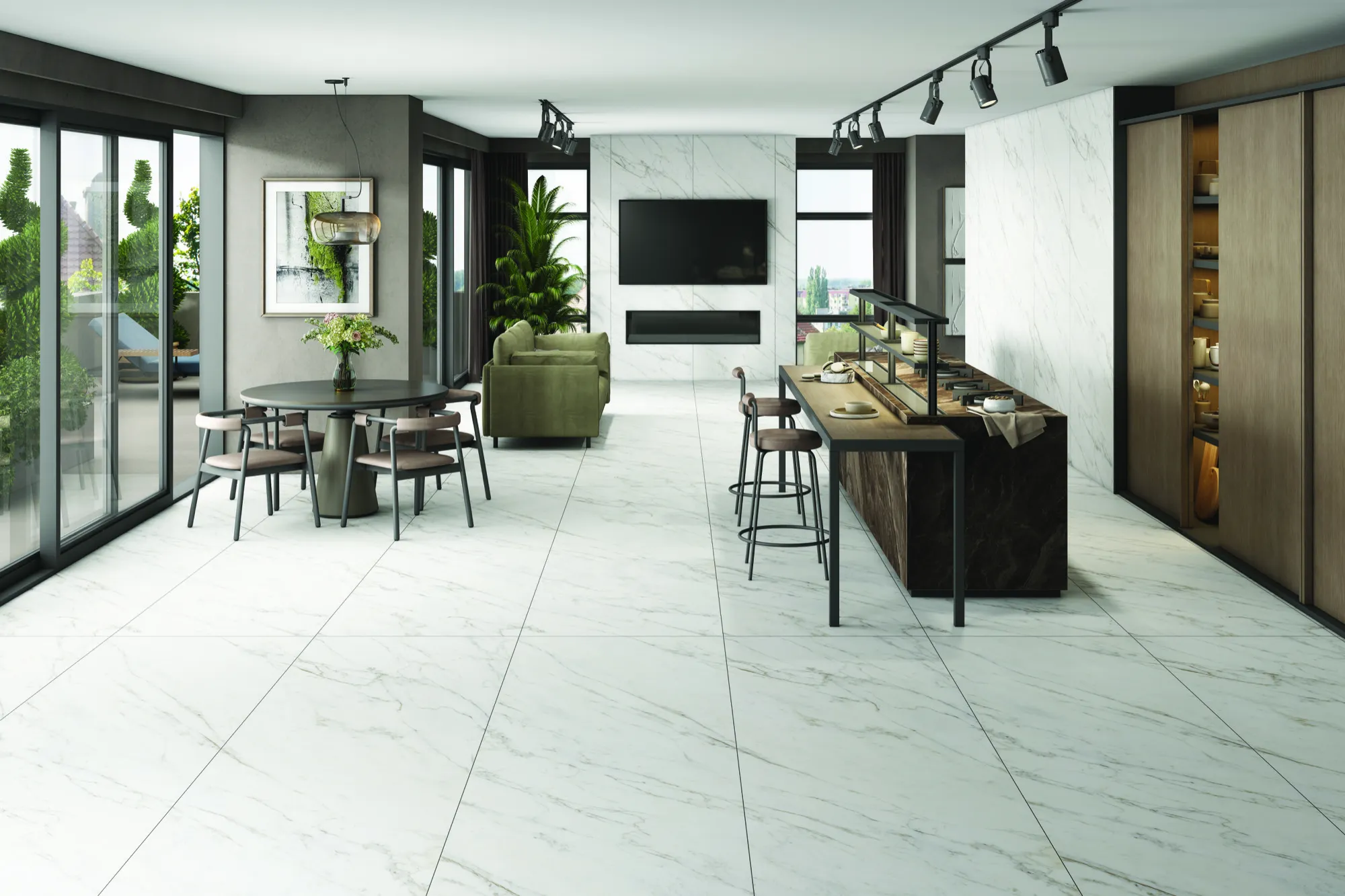 CARARA WHITE 26 QUILL V2 SLAB for Counter Top, Wall, Floor