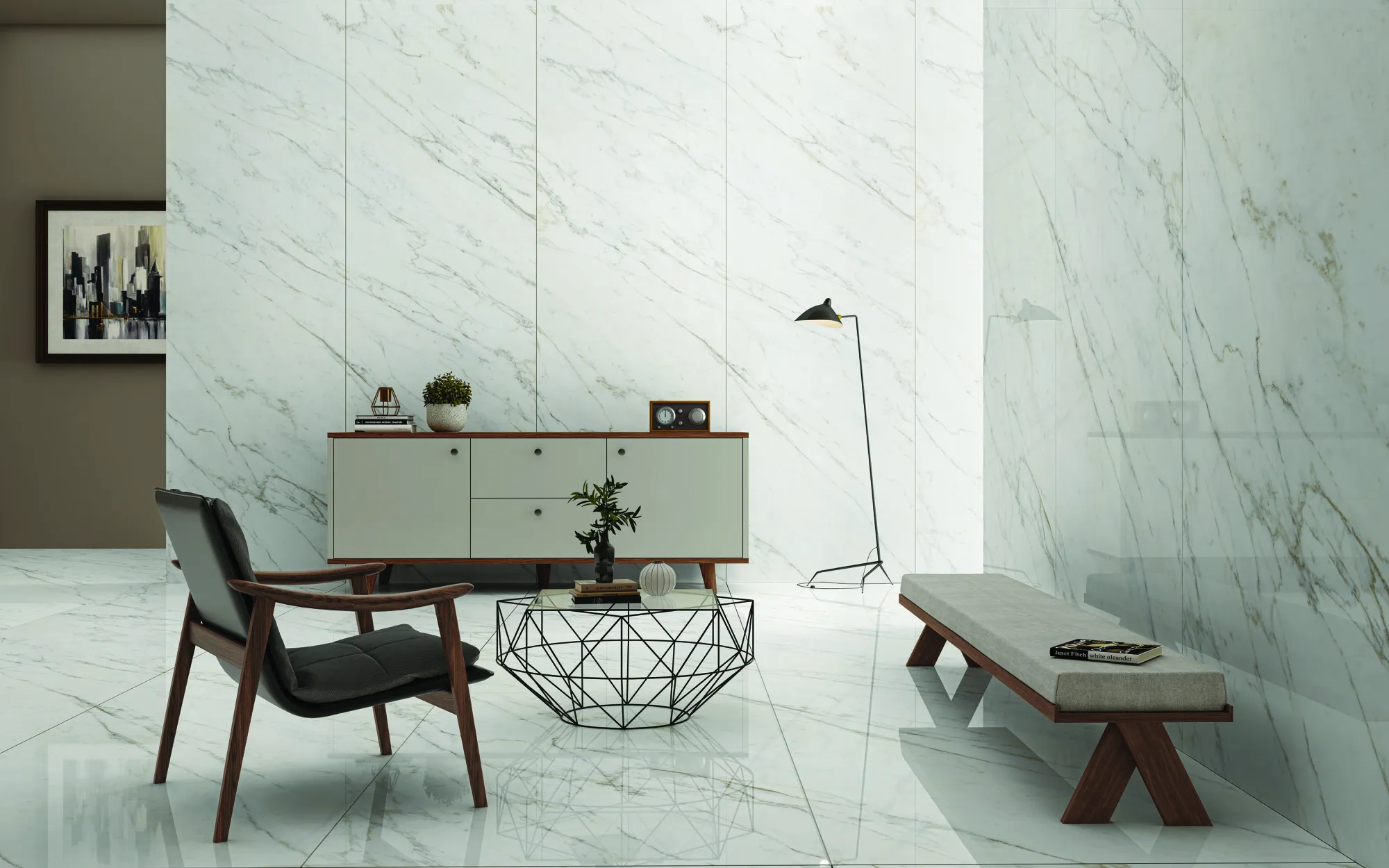 CARARA WHITE RIGA 26 SHAPE V2 SLAB for Counter Top, Wall, Floor — Somany CONTEMPORARY SURFACES collection