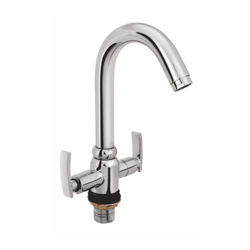 Dhaara Plus Center Hole Basin Mixer with Extended Legs and Braided Hoses