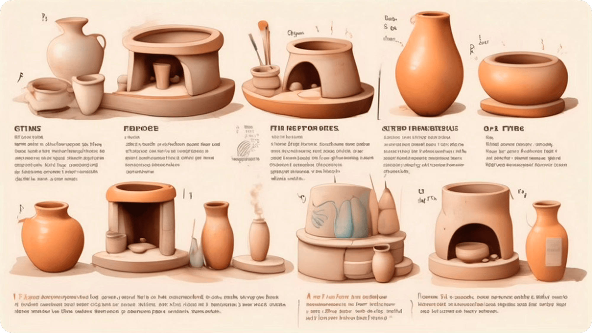 Clay pots exposed to heat